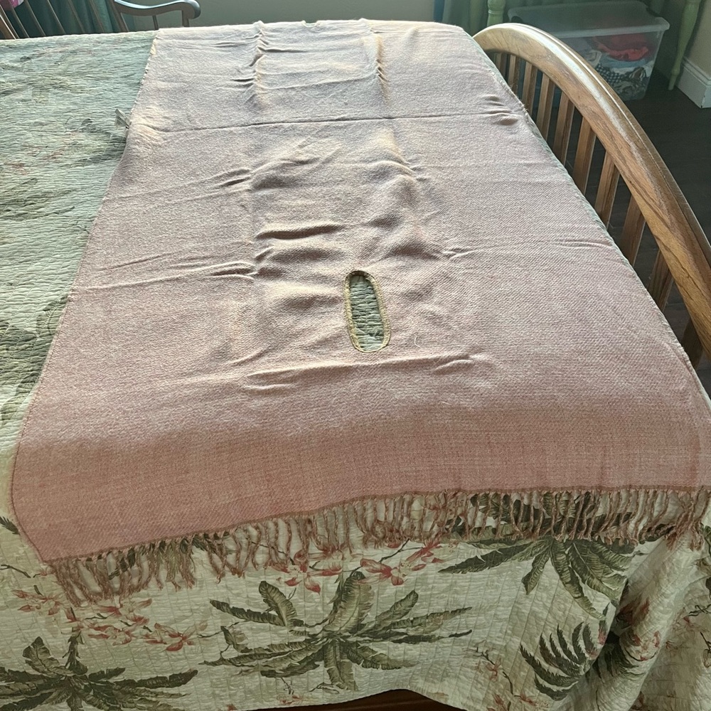 J. Crew Tan and Dusty Pink Reversible Fringe Wrap - Picture 7 of 11